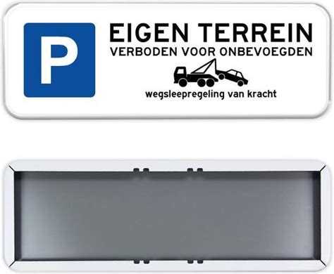 Parkeerbord Eigen Terrein 60x20cm Stevig Aluminium Bord Met Dubbel