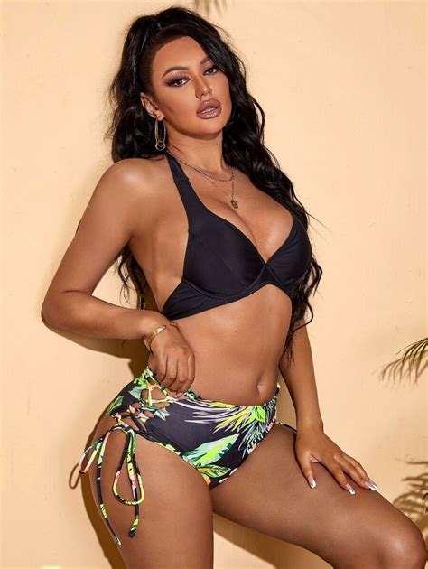 Shein Sxy Tropical Print Push Up Bikini Swimsuit B3a Hika Baba