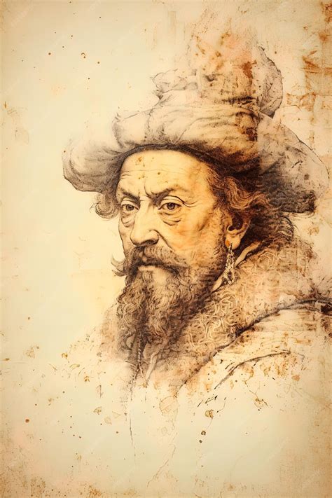 Premium Photo Portrait Of An Old Man From The Renaissance With Ink