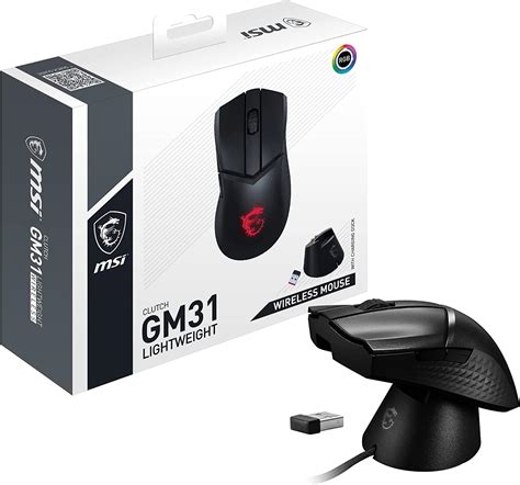 MSI Clutch GM31 Lightweight Wireless Ergonomic Gaming Mouse Charging