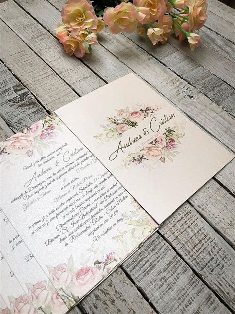 Invitatie Cu Plic Light Pink Weddy Invitatii De Nunta