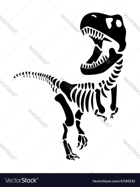 Tyrannosaurus Rex Skeleton Silhouette Dinosaurs Vector Image