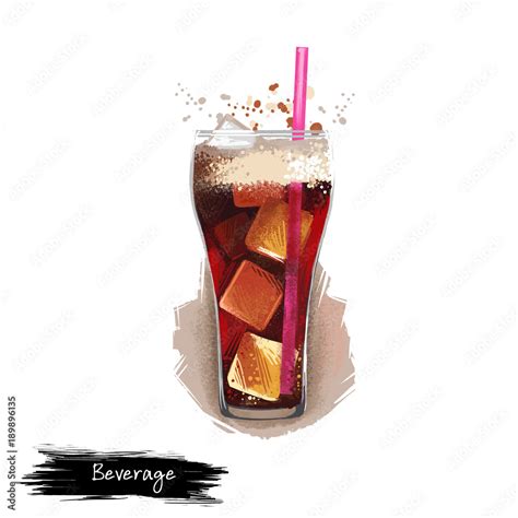 Soda cold drink with ice cubes in glass isolated on white background ...