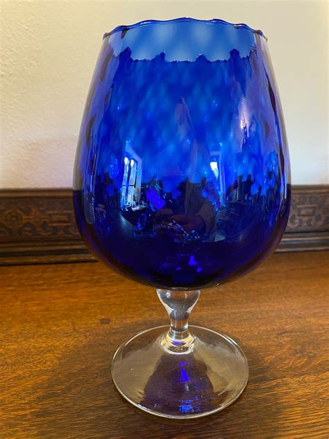 Large Empoli Italy Cobalt Blue Vintage Glass Vase Etsy