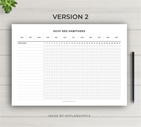 Suivi Des Habitudes Imprimer Tracker D Habitude Simple Habit