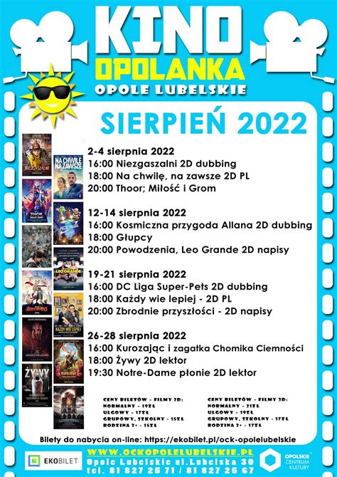 Kino Opolanka Zaprasza W Sierpniu Na Seanse Filmowe Opolskie Centrum