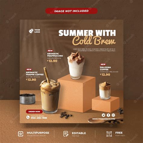 Premium Psd Cold Brew Coffee Menu Social Media Template