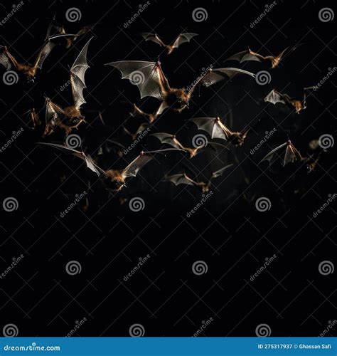 A Group Of Bats Hang Upside Down. Bats Isolated On White Background