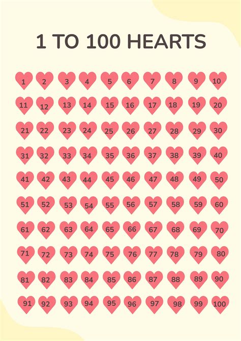 Heart Hundred Chart in Illustrator, PDF - Download | Template.net