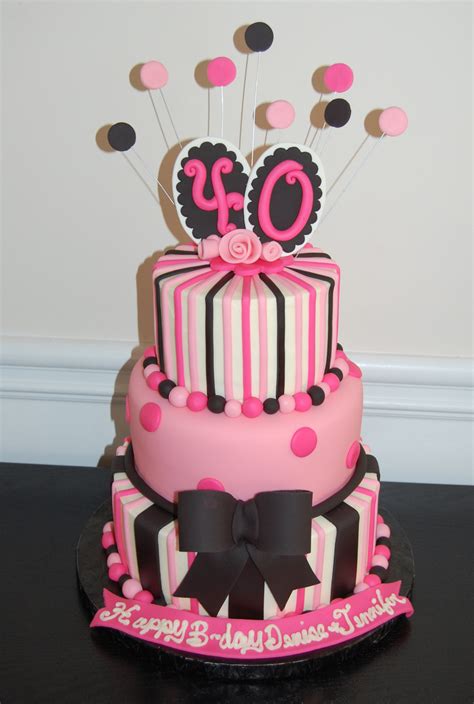 40th Birthday Cake Pink And Black