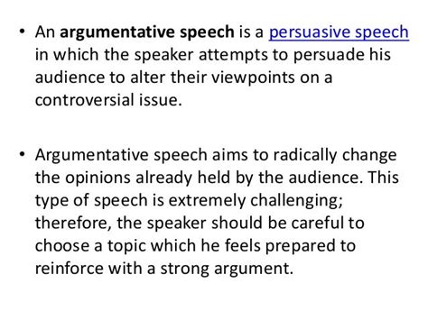 Argumentative speech