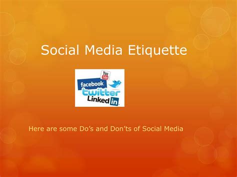 Social Media Etiquette Ppt