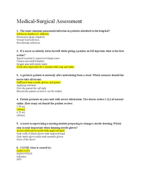 Medical-surgical Lpn/rn Assessment 1 Shiftkey Answers 6