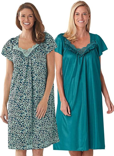 2 Pack Silky Tricot Nightgowns By Cozee Corner