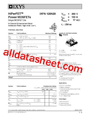 IXFN120N20 Datasheet PDF IXYS Corporation