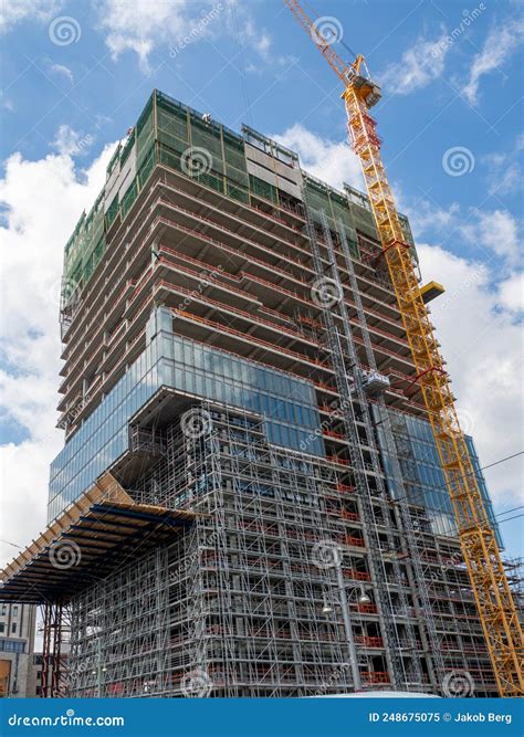 Construction Tower Crane At The Construction Site Of A High Rise