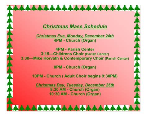 Christmas Mass Schedule Notre Dame Of Bethlehem Church