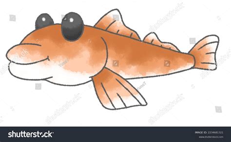 Watercolor Style Deformed Cute Goby Stock Illustration 2234681321