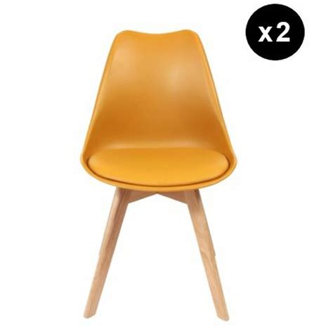 Lot de 2 chaises scandinaves coque rembourée jaune 3 Suisses