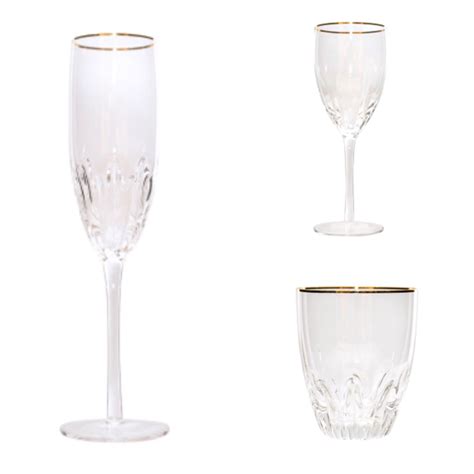 Gold Rim Glassware Set Pretty Pedestals Sydney