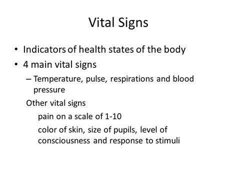 Ch Vital Signs Vital Signs Indicators Of Health States Of The Body