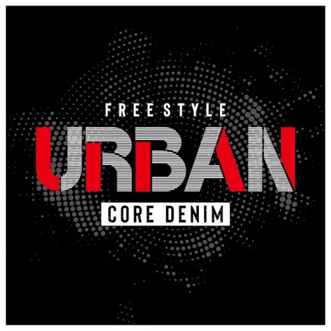 Premium Vector Urban Core Denim Typography Design T Shirt Vector