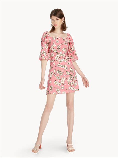 Floral Square Neck Mini Dress Pink Pomelo Fashion