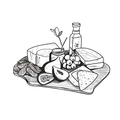 A Drawing Of A Cheese Board With Cheese Generative Ai Premium AI