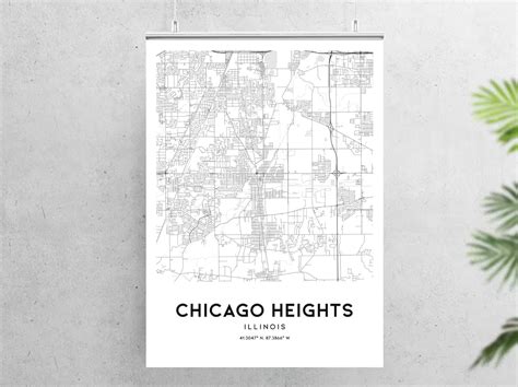 Chicago Heights Map Print Chicago Heights Map Poster Wall | Etsy