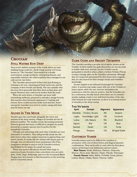 Dnd 5e Homebrew — Crocian Race By Maclimes