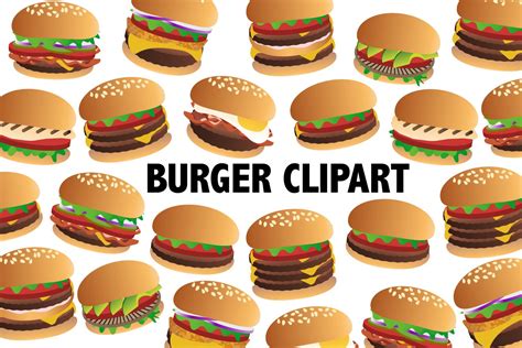 Hamburger Illustration Fast Food Fat Snack Clipart Stock Vector Clip