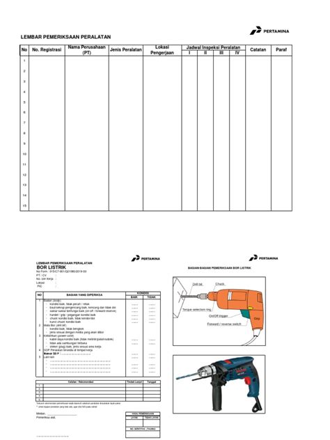 Form Inspeksi Peralatan Kerjapertamina Pdf