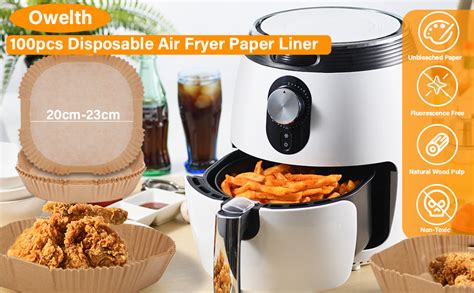 Owelth Cm Papel Freidora Aire Piezas Papel Air Fryer Cuadrado