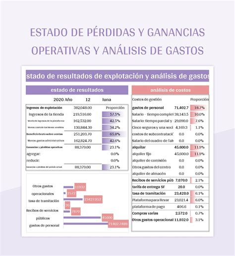 Plantilla De Formato Excel Estado De Pérdidas Y Ganancias Operativas Y