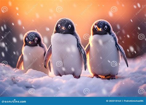 Arctic Penguins Polar Flightless Birds Stock Illustration