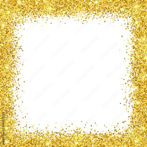 Gold Glitter Border Frame On White Backround Vector Stock Vector