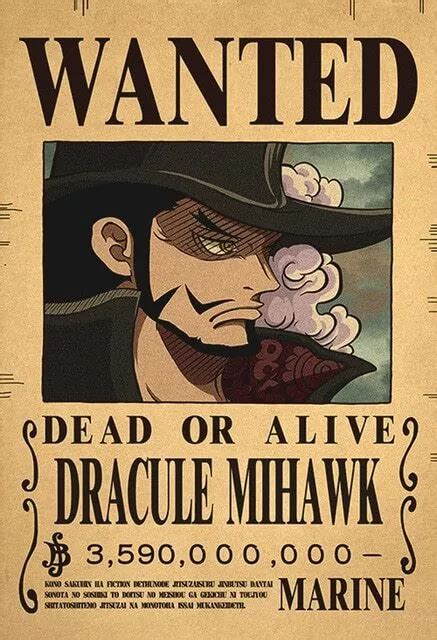 ONE PIECE POSTER Wanted Dracule Mihawk One Piece Wanted Poster 42x28cm