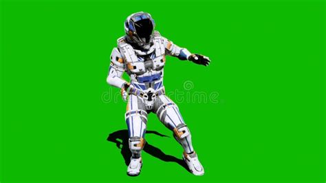 Astronaut Soldier Of The Future Dancing In Front Of A Green Screen