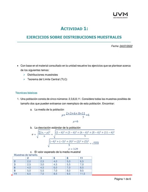 A1 Equipo 13 Actividad 1 Unidad 1 EJERCICIOS SOBRE DISTRIBUCIONES