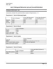 Lab Biological Molecules Lab Worksheet Docx Alina Roberts Bsc