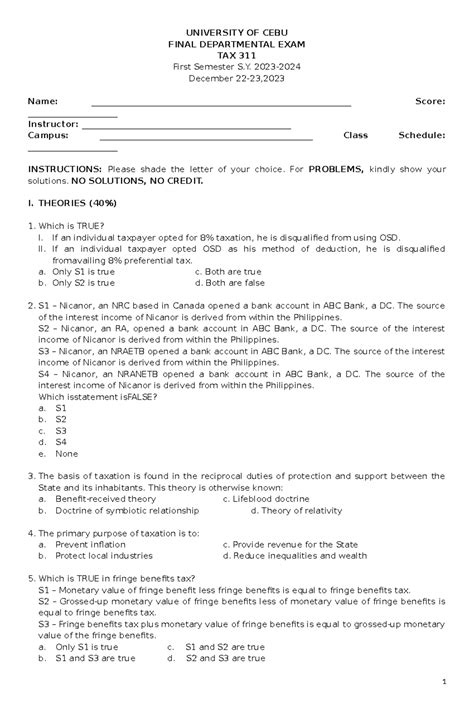 Income Tax Officer Departmental Exam Question 5
