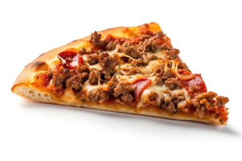 Premium Photo Meat Lovers Pizza Slice On A White Background Generative Ai