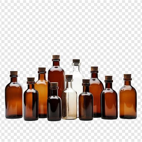 Botellas médicas vacías de vidrio marrón aisladas sobre un fondo