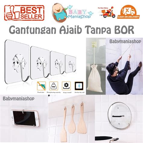 Jual Gantungan Ajaib Magic Hook Tempel Transparan Tanpa Bor Waterproof