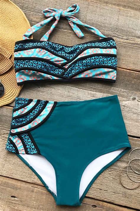 Cupshe Seascape Painting Halter Bikini Set Beach Outfit Women Halter