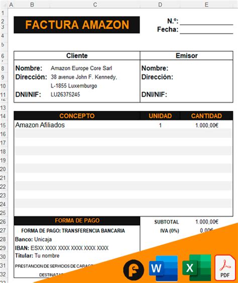 C Mo Hacer Tu Factura De Amazon Afiliados Modelo Ejemplo