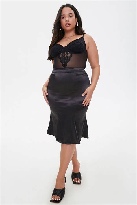 Plus Size Satin Mermaid Skirt