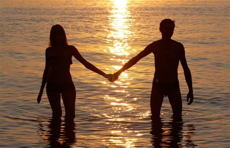 Silhouette Of Man And Woman Stock Image Image Of Love Affectionate