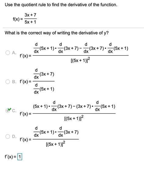 Quotient Rule Derivative