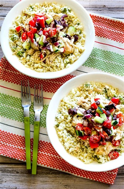 Slow Cooker Cauliflower Rice Greek Chicken Bowls Kalyn S Kitchen